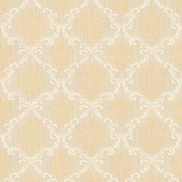 Bricoflor Elegante Tapete in Beige Weiß Gold Edle Vlies Textiltapete mit Barock Muster Elegante Textil Vliestapete mit Ornamenten für Wohnzimmer