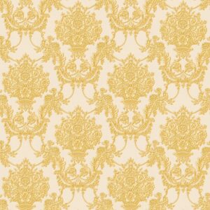 Bricoflor Goldene Tapete Elegant Schlafzimmer und Esszimmer Vliestapete mit Barock Muster aus Vinyl Vlies Barocktapete mit Ornament in Creme Gold