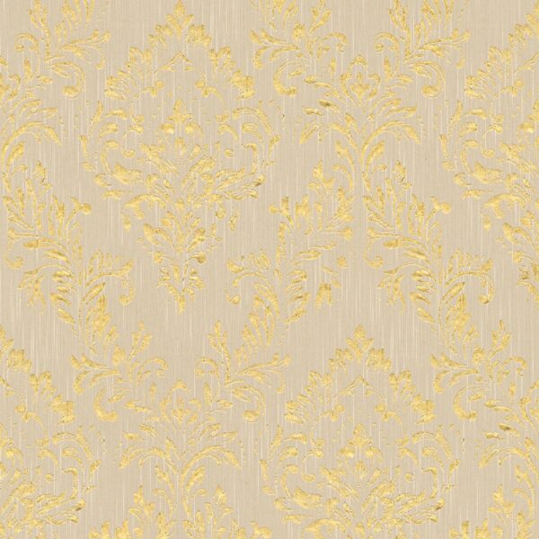 Bricoflor Barock Textiltapete Beige Gold Ornament Vliestapete mit Textil Muster mit Glitzer Metallic Effekt Elegante Vlies Tapete für Wohnzimmer