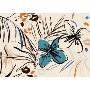 Sanders & Sanders Poster Blumenmuster Beige Blau und Orange 1