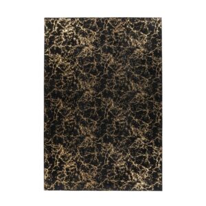 MeGusta Kurzflor Teppich Modern Schwarz Gold Weicher KurzflorTeppich 80 x 150 cm