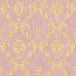 Bricoflor Barock Textiltapete Edel Ornament Tapete Rosa Gold mit Metallic Glitzer Effekt Romantische Textil Vliestapete Elegant für Schlafzimmer