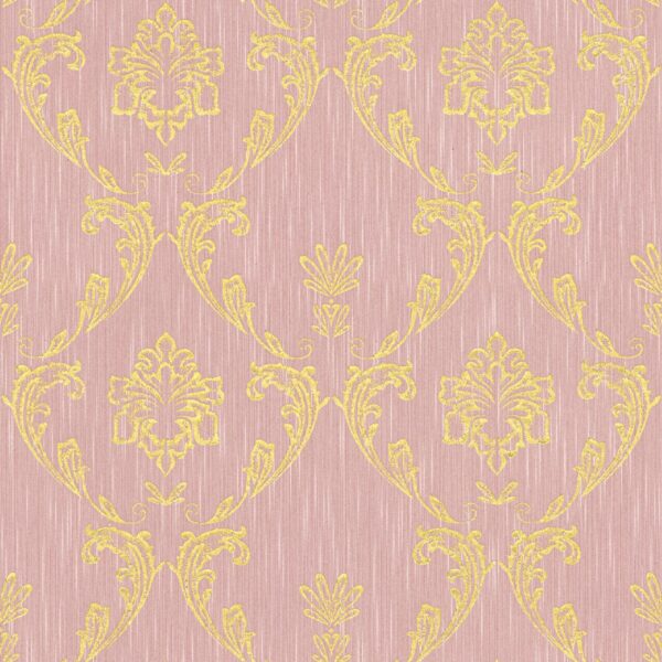 Bricoflor Barock Textiltapete Edel Ornament Tapete Rosa Gold mit Metallic Glitzer Effekt Romantische Textil Vliestapete Elegant für Schlafzimmer