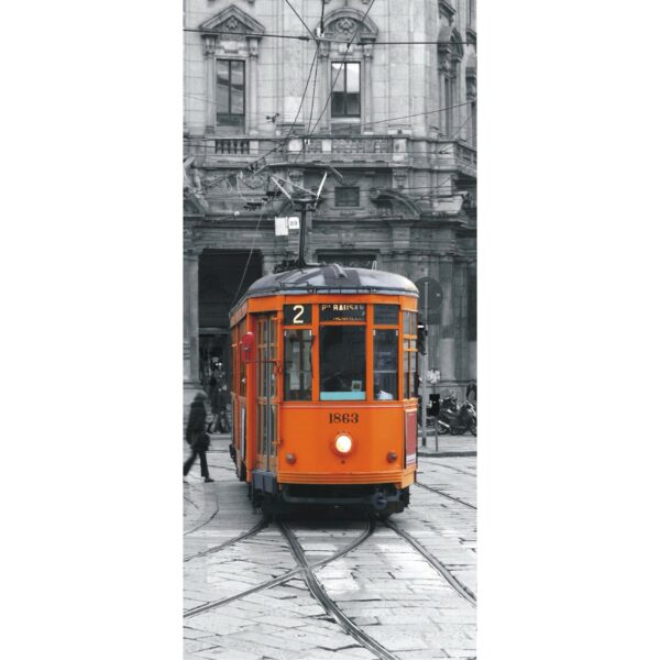 Sanders & Sanders Poster Stadtblick Grau und Orange 90 x 202 cm 600810