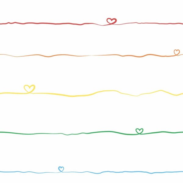 Bricoflor Bunte Tapete für Kinderzimmer Vliestapete mit Herzen Ideal für Mädchenzimmer und Babyzimmer Vlies Kindertapete mit Horizontalen Streifen