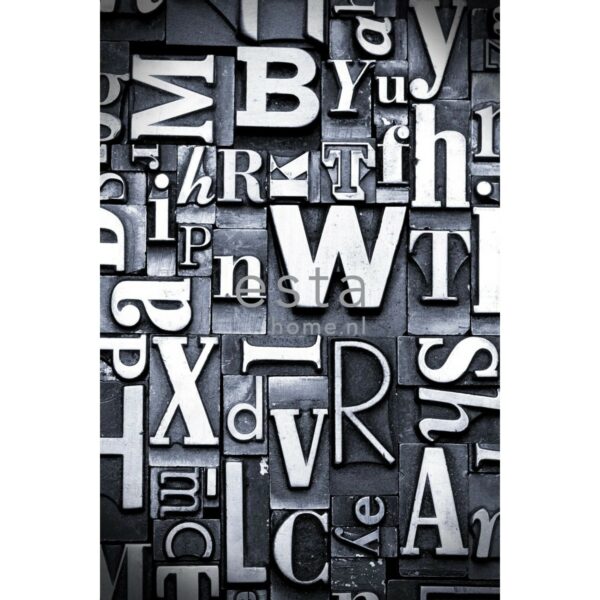 ESTAhome Fototapete Typografien Schwarz und Weiß 186 x 279 cm 157708