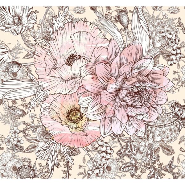 Sanders & Sanders Fototapete Blumen Rosa und Beige 300 x 280 cm 611996