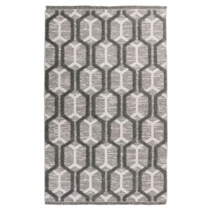 MeGusta Kurzflor Teppich Retro Grau Recyceltes Material 200 x 290 cm