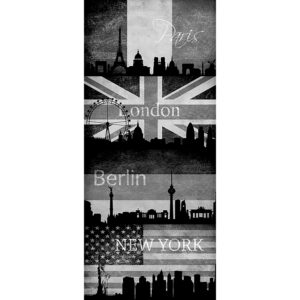 Bricoflor Stadt Tapete Selbstklebend Panel Vinyltapete mit Paris London New York Motiv Selbstklebende Küchentapete als Tapetenpaneel in Schwarz Weiß