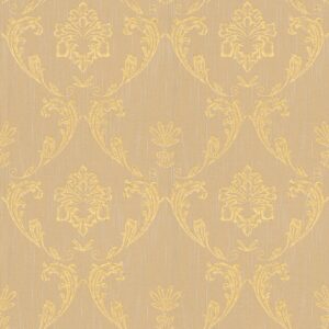 Bricoflor Vlies Textiltapete Braun Gold Edle Tapete mit Textil Ornament mit Glitzer Metallic Effekt Barock Vliestapete Elegant für Wohn und Esszimmer