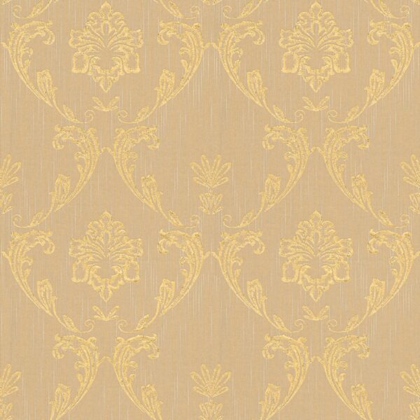 Bricoflor Vlies Textiltapete Braun Gold Edle Tapete mit Textil Ornament mit Glitzer Metallic Effekt Barock Vliestapete Elegant für Wohn und Esszimmer