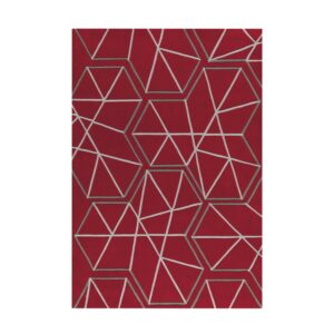 MeGusta Kurzflor Teppich Modern Rot - Grau 140x200 cm Dolores