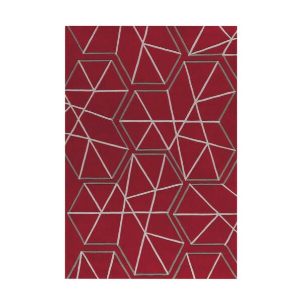 MeGusta Kurzflor Teppich Modern Rot - Grau 140x200 cm Dolores