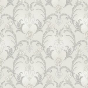 Bricoflor Vlies Barocktapete Hellgrau Grau Elegante Tapete mit Rosen und Ornamenten in Silber Grau Neobarock Vliestapete mit Vinyl für Esszimmer