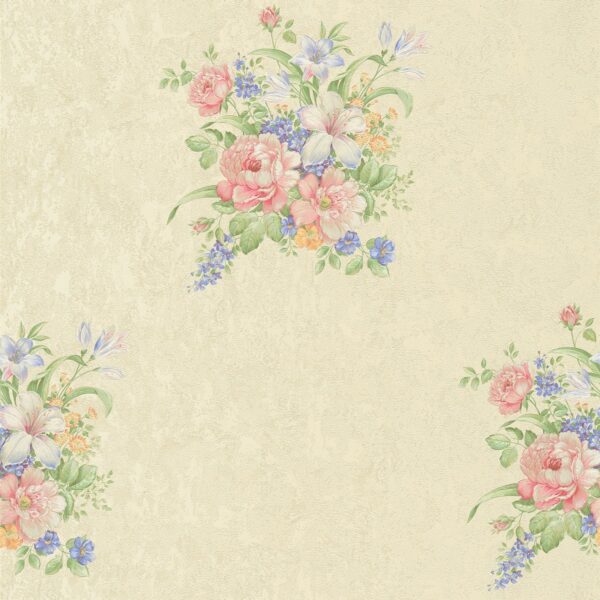 Bricoflor Romantische Blumentapete in Creme Pastell Beige Vliestapete mit Blumen in Blau Rosa Grün Landhaus Tapete Floral Ideal für Schlafzimmer