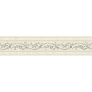 Bricoflor Französische Lilie Tapeten Bordüre in Creme Beige Landhaus Tapetenbordüre Selbstklebend Vlies Tapetenborte Ideal für Badezimmer und Küche