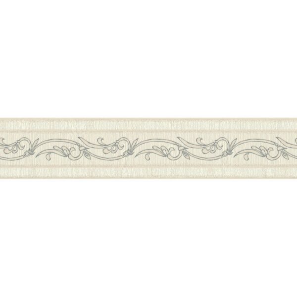 Bricoflor Französische Lilie Tapeten Bordüre in Creme Beige Landhaus Tapetenbordüre Selbstklebend Vlies Tapetenborte Ideal für Badezimmer und Küche