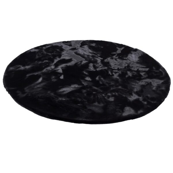 Pergamon Luxus Super Soft Fellteppich Plush Rund Schwarz 120x120cm