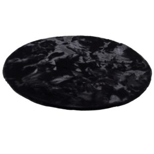 Pergamon Luxus Super Soft Fellteppich Plush Rund Schwarz 80x80cm