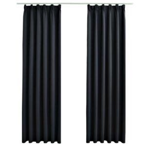 vidaXL Verdunkelungsvorhänge mit Haken 2 Stk Schwarz 140x245cm