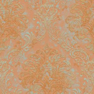 Bricoflor Barock Tapete Gold Orange Ideal für Wohnzimmer und Esszimmer Elegante Vliestapete mit Ornament Im Vintage Stil