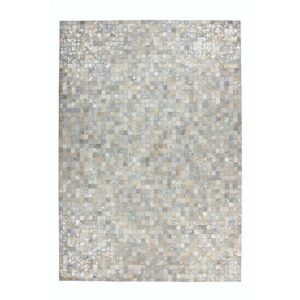 MeGusta Flachflor Teppich PatchworkDesign Grau - Silber Leder 120x170 cm María