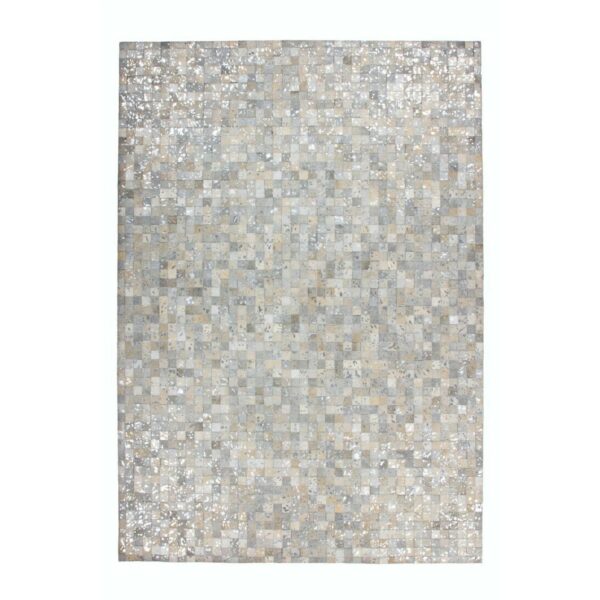 MeGusta Flachflor Teppich PatchworkDesign Grau - Silber Leder 120x170 cm María