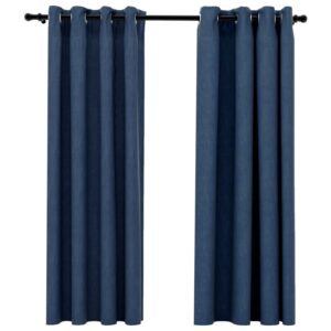 vidaXL Verdunkelungsvorhänge Ösen Leinenoptik 2 Stk Blau 140x175 cm