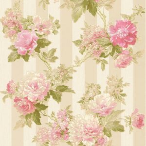 Tadessi Tapete Blumen Florentin M1 No 2127 Vliestapete Pink Grün Floral Klassik Streifen