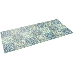 Pergamon Vinyl Teppich Küchenläufer Evora Mosaik Türkis 49x140cm