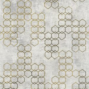 Bricoflor Metallic Vliestapete Silber Gold Hexagon Tapete Geometrisch für Wohnzimmer und Küche Vlies Wandtapete mit Sechseck Design Industrial Style