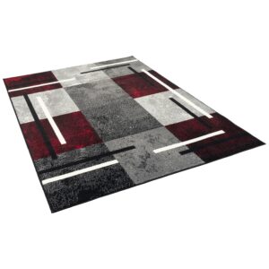 Pergamon Teppich Modern Trendline Karo Schwarz 80x150cm