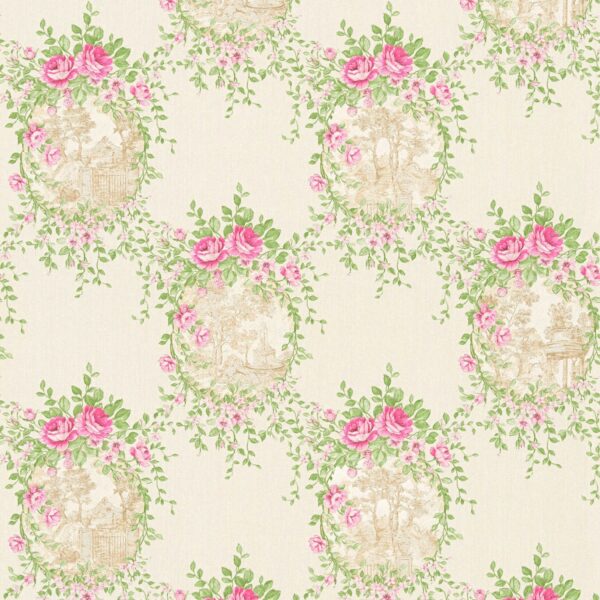 Tadessi Tapete Blumen Florentin M1 No 2517 Vliestapete Pink Grün Floral Barock Klassik