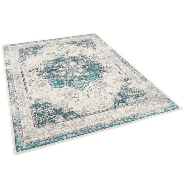 Pergamon Designer Teppich Pop-Vintage Blau Creme 120x170cm