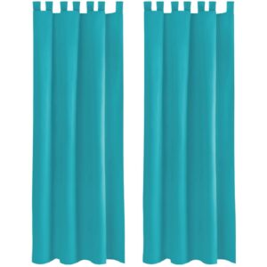 Bestlivings 2er Set Dekoschal EllenSchlaufe mit Raffhalter & Haken 140 cm x 225 cm Türkis