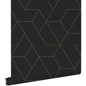 ESTAhome Tapete Grafische Linien Schwarz und Gold 50 x 900 cm 139945