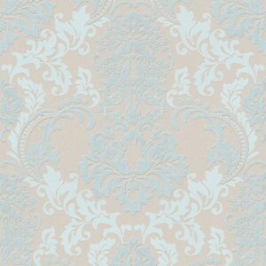 Bricoflor Neobarock Tapete Beige Hellblau Barock Vliestapete mit Glitzer Effekt Elegant Edle Vlies Barocktapete mit Ornament für Schlafzimmer