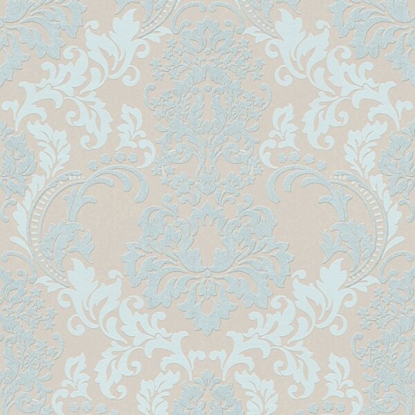 Bricoflor Neobarock Tapete Beige Hellblau Barock Vliestapete mit Glitzer Effekt Elegant Edle Vlies Barocktapete mit Ornament für Schlafzimmer