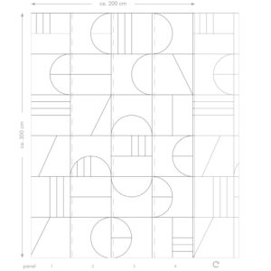 ESTAhome Fototapete Art Decó Muster Weiß und Schwarz 200 x 300 cm 158938