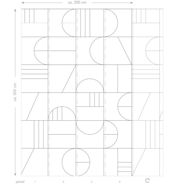 ESTAhome Fototapete Art Decó Muster Weiß und Schwarz 200 x 300 cm 158938