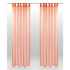 Bestlivings Dekoschal Noella Schlaufe Voile 2er Pack 140 cm x 175 cm + Raffhalter Orange