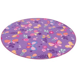 Snapstyle Kinder Spiel Teppich Schmetterling Lila 160cm Rund