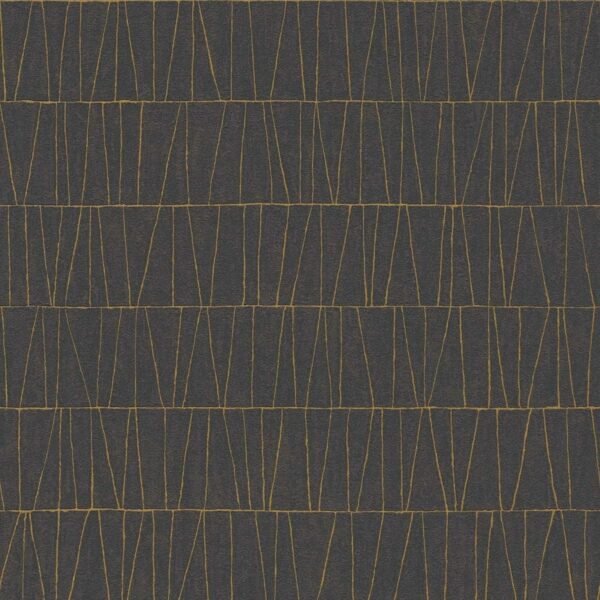 Bricoflor Tapete Schwarz Gold im Art Déco Stil Metallic Vliestapete Geometrisch Ideal für Wohnzimmer und Küche