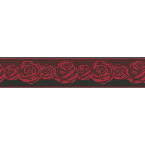 Bricoflor Tapeten Bordüre mit Rosen für Schlafzimmer Romantische Tapetenbordüre mit Rosenmuster aus Papier Florale Tapetenborte in Rot und Schwarz