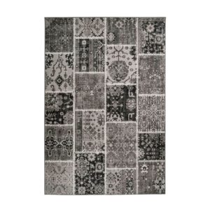 MeGusta Kurzflor Teppich PatchworkDesign Grau 200x290 cm Marcela