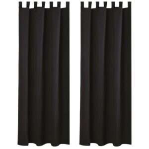 Bestlivings 2er Set Dekoschal EllenSchlaufe mit Raffhalter & Haken 140 cm x 225 cm Schwarz