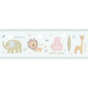 Sanders & Sanders Selbstklebende Tapetenbordüre Tiere Grün 53 cm x 5 m 640607