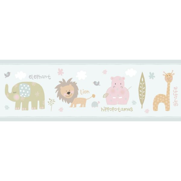 Sanders & Sanders Selbstklebende Tapetenbordüre Tiere Grün 53 cm x 5 m 640607