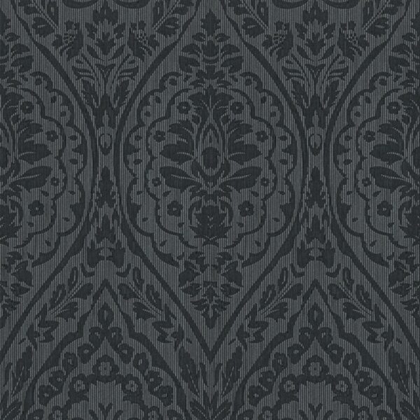 Bricoflor Schwarze Textiltapete Elegant Ornament Tapete Floral Ideal für Schlafzimmer und Esszimmer Dunkle Textil Vliestapete mit Barock Muster