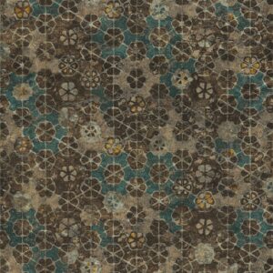 Bricoflor Boho Tapete Floral Retro Vliestapete Im Ethno Chic Ideal für Esszimmer und Wohnzimmer Mosaik Wandtapete in Braun Petrol mit Vinyl